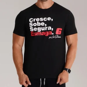 CAMISETA PRETA CRESCE, SOBE, SEGURA, ESMAGA. - GROWTH SUPPLEMENTS